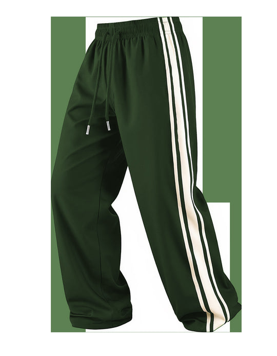 Herren Weite Trainingshose mit elastischem Tunnelzugbund, seitlichem Kontraststreifen & lockerem Baggy‑Schnitt Shop Nory