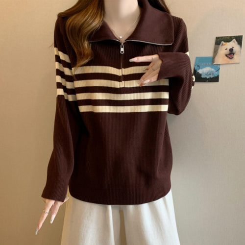 Damen Modischer Pullover mit Stehkragen und Reißverschluss Shop Nory