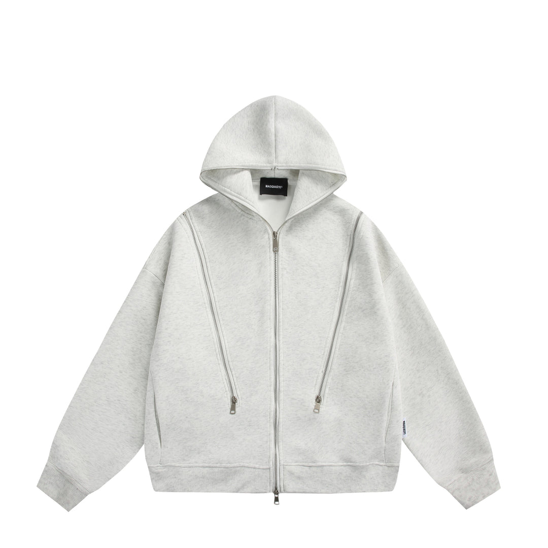 Unisex Kapuzen-Sweatjacke mit Doppelreißverschluss und Ziernaht-Panel Shop Nory