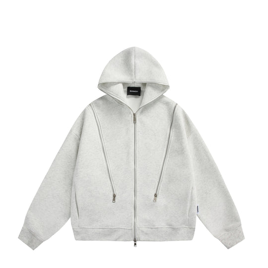 Unisex Kapuzen-Sweatjacke mit Doppelreißverschluss und Ziernaht-Panel Shop Nory