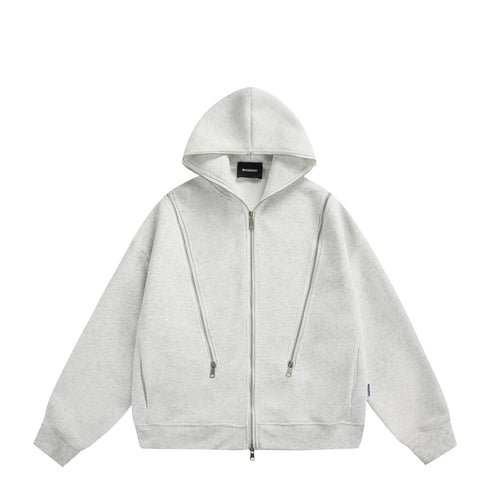 Unisex Kapuzen-Sweatjacke mit Doppelreißverschluss und Ziernaht-Panel Shop Nory