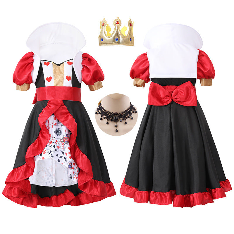 Mädchen Kostüm als königliche Herz-Dame mit Rüschen und detailliertem Zubehör Shop Nory