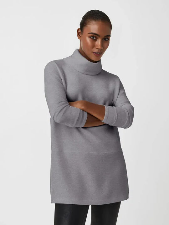 Damen Cozy Funnel Neck Tunika Pullover mit Übergrößen-Schnitt und seitlichen Schlitzen Shop Nory