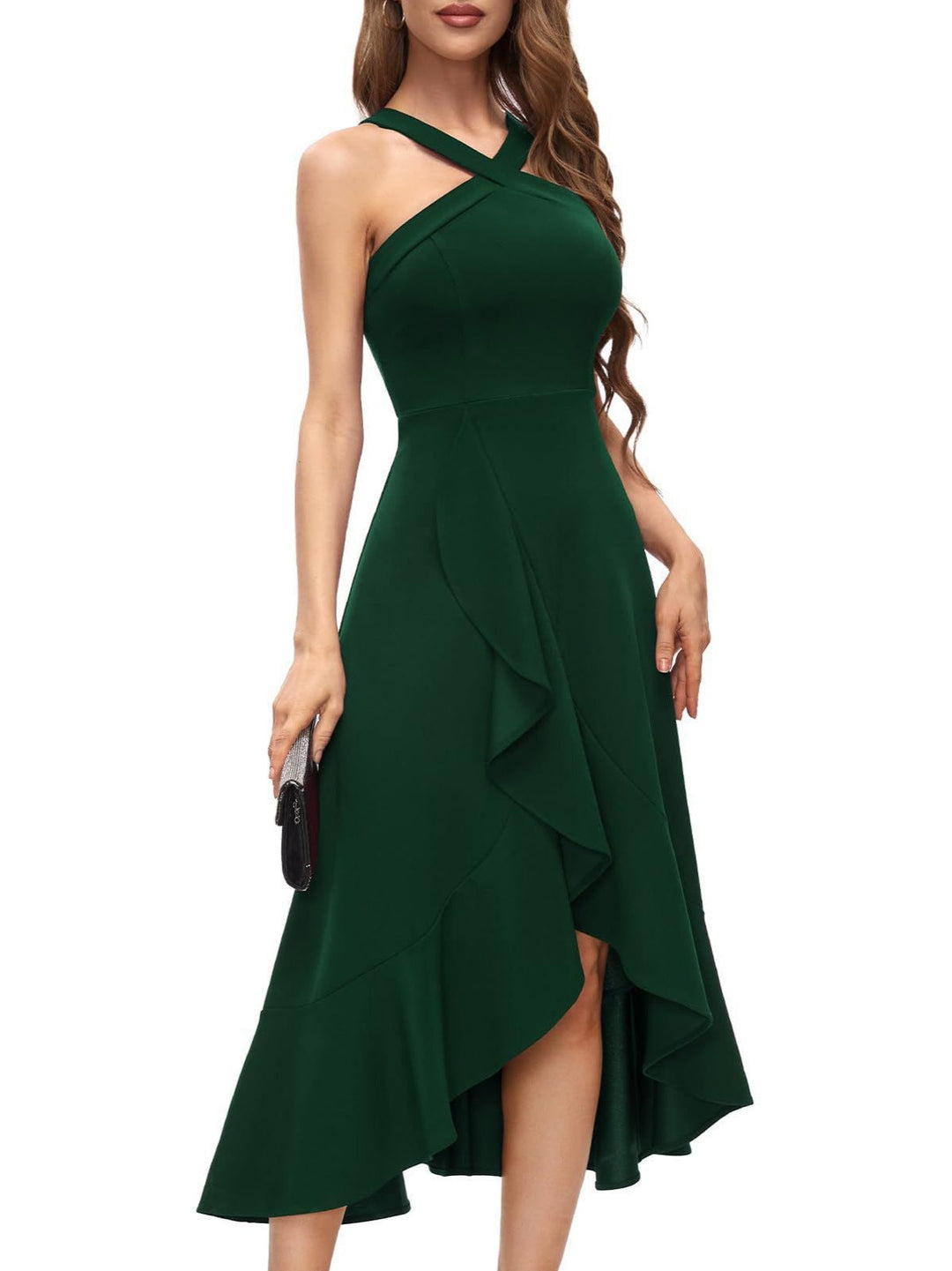 Damen Asymmetrisches Langen Abendkleid mit Drapierung