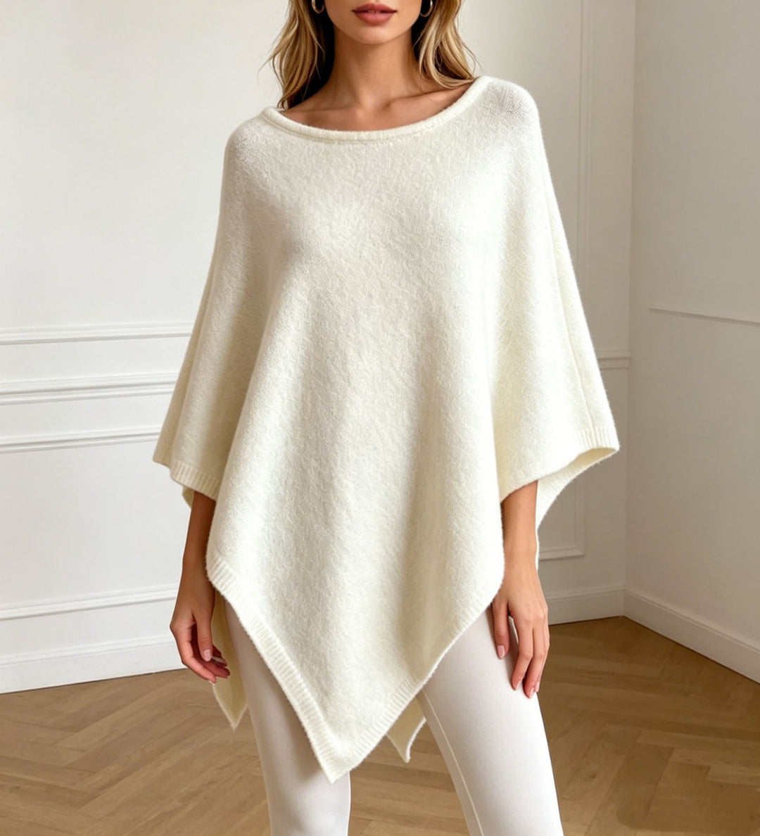 Damen Oversize Strickponcho mit weitem Rundhalsausschnitt Shop Nory