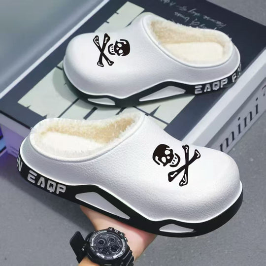 Herren Gefütterte PU-Clogs mit Totenkopfprint und profilierter EVA-Sohle Shop Nory