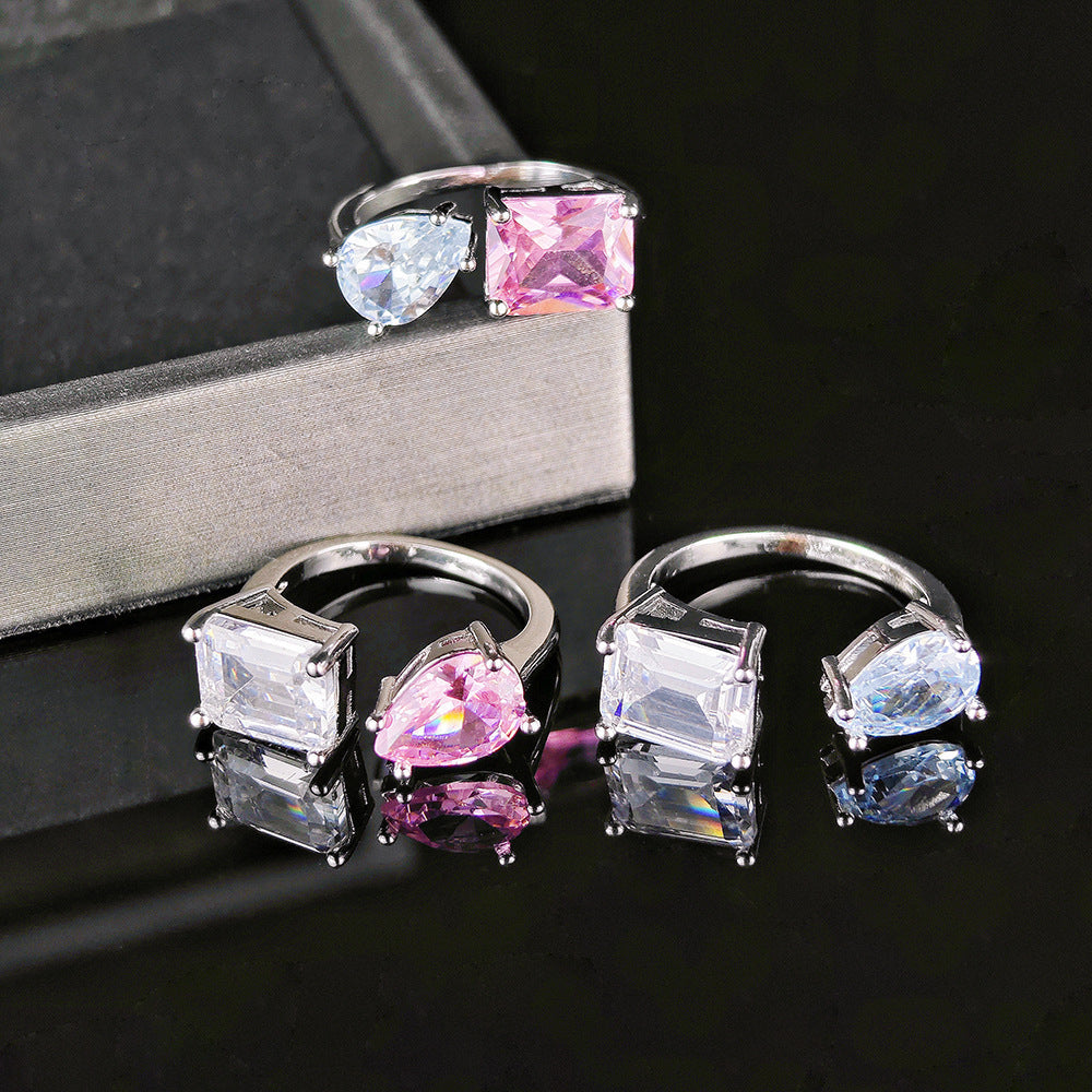 Damenring mit doppeltem facettiertem Design und funkelndem Zirkonia Shop Nory