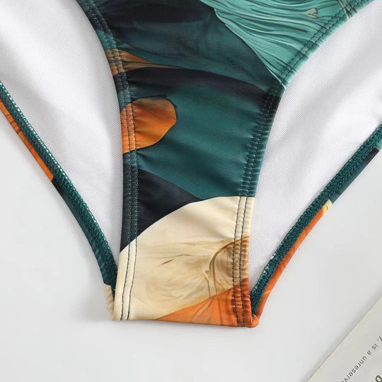 Damen Badeanzug-Set mit Elegantem Asymmetrischen Design und Verspieltem Rockdetail