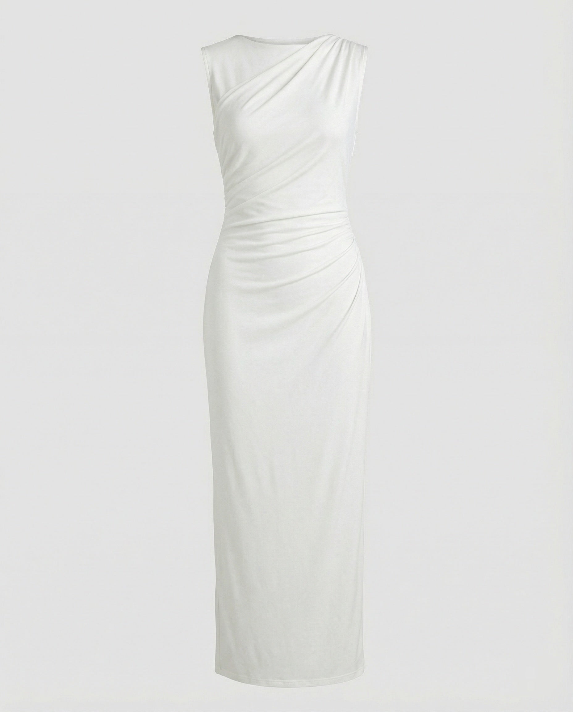 Damen Satin Maxikleid mit Drapierungen