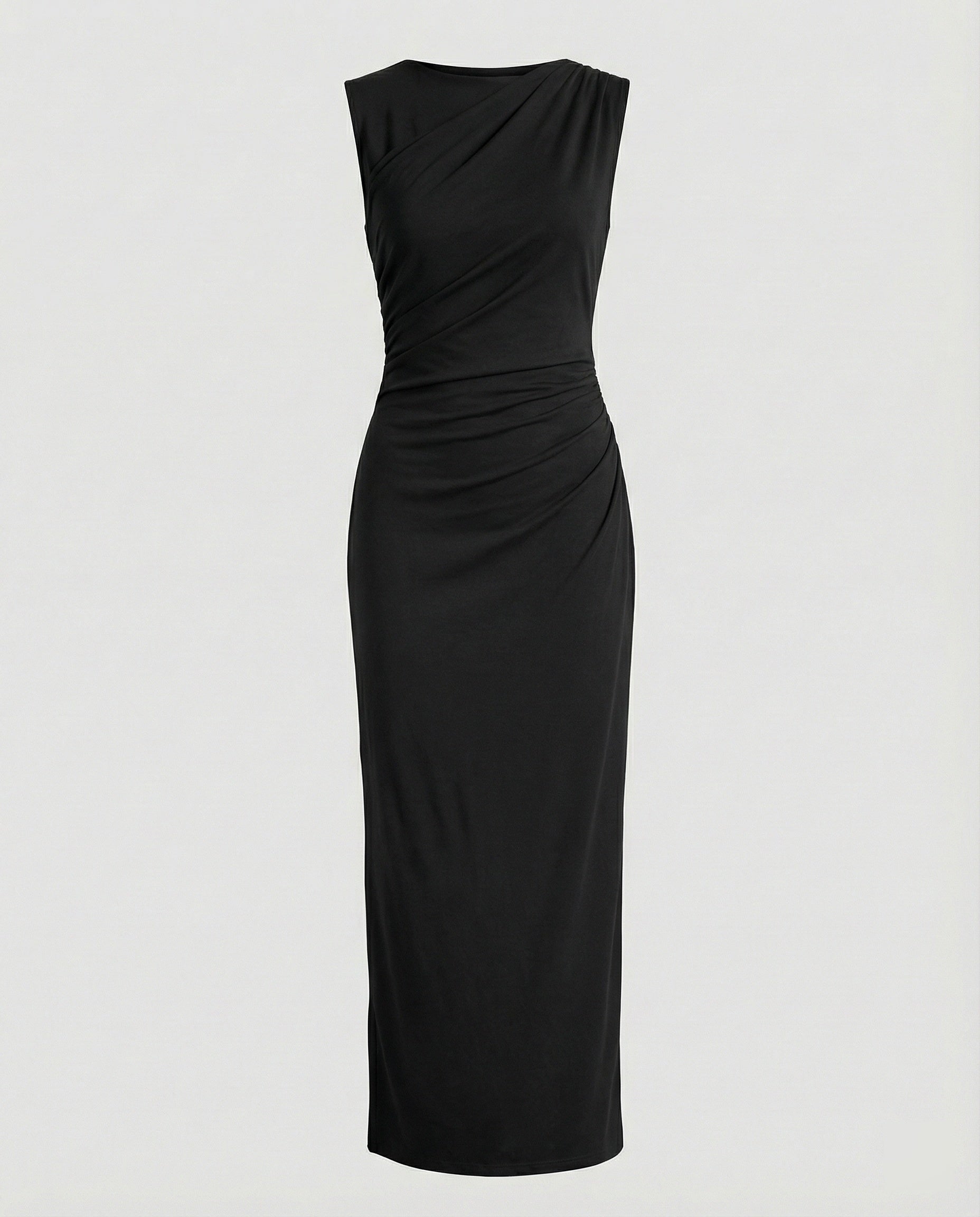 Damen Satin Maxikleid mit Drapierungen