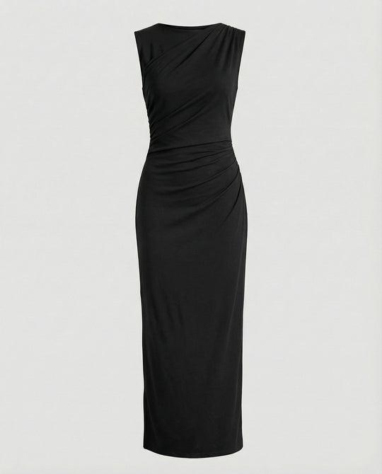 Damen Satin Maxikleid mit Drapierungen