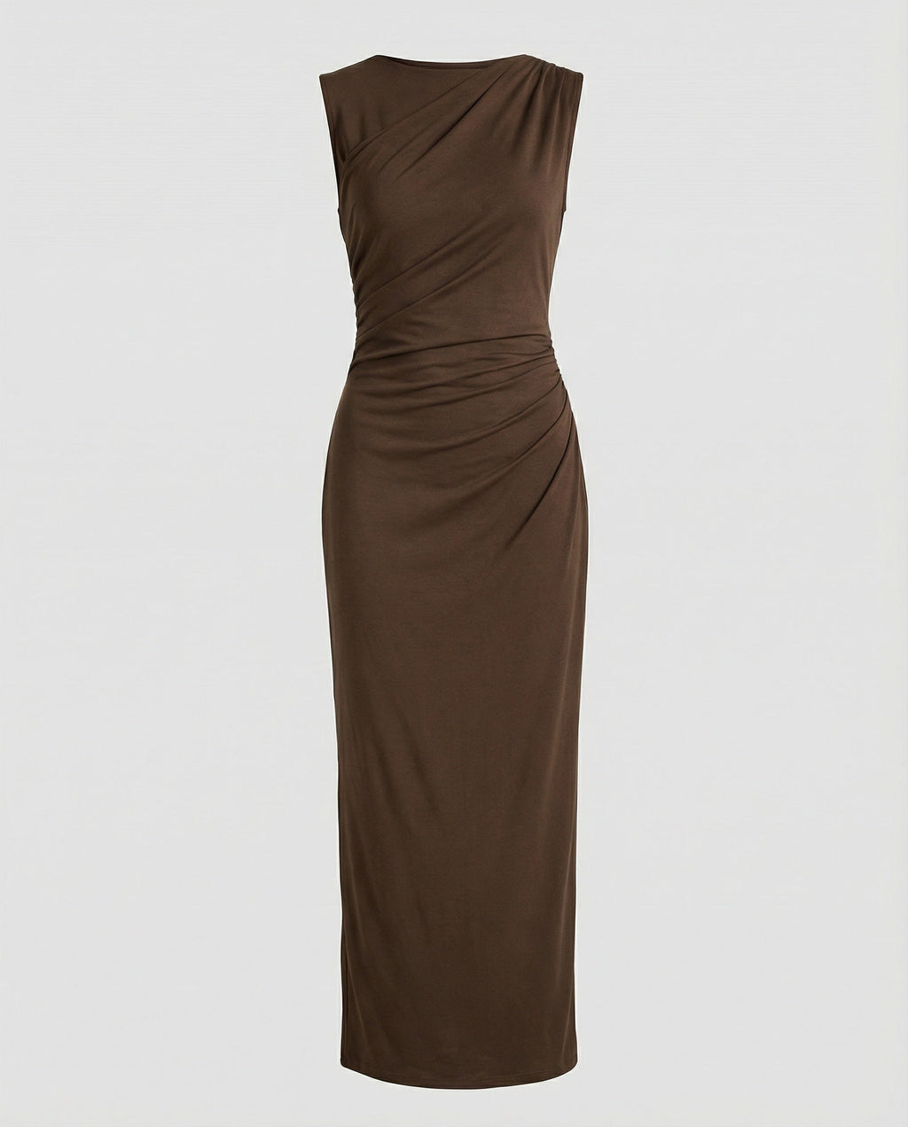Damen Satin Maxikleid mit Drapierungen