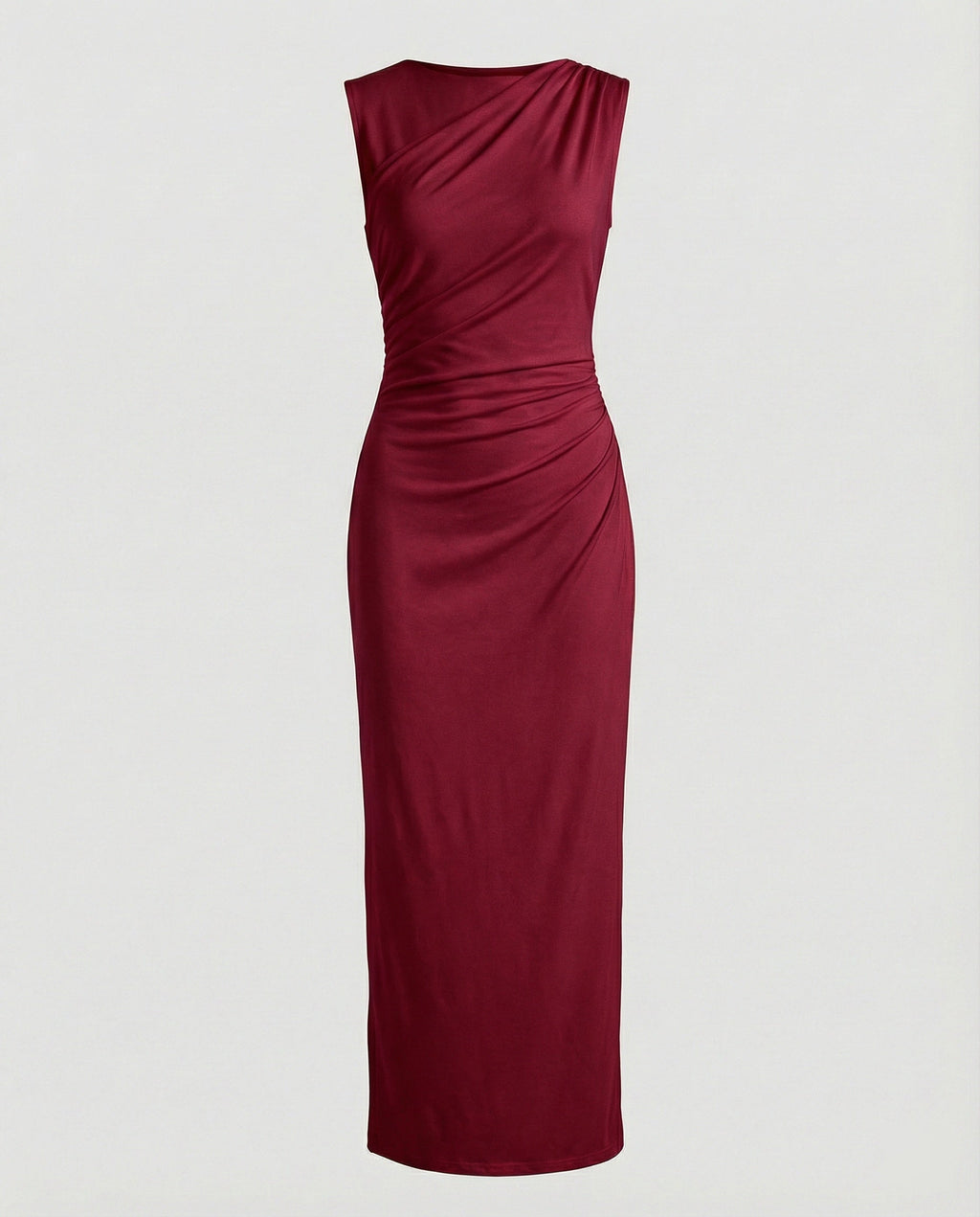 Damen Satin Maxikleid mit Drapierungen