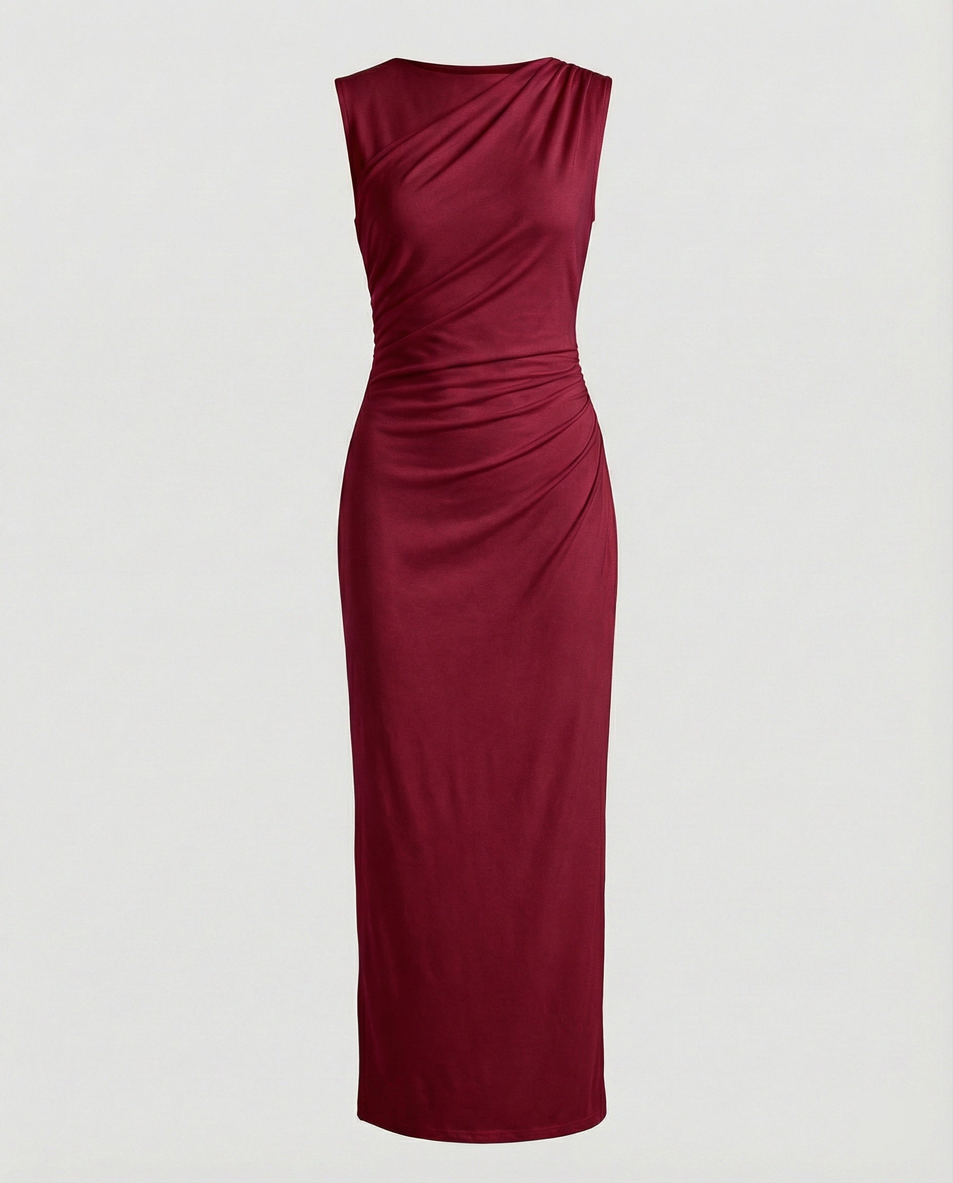 Damen Satin Maxikleid mit Drapierungen