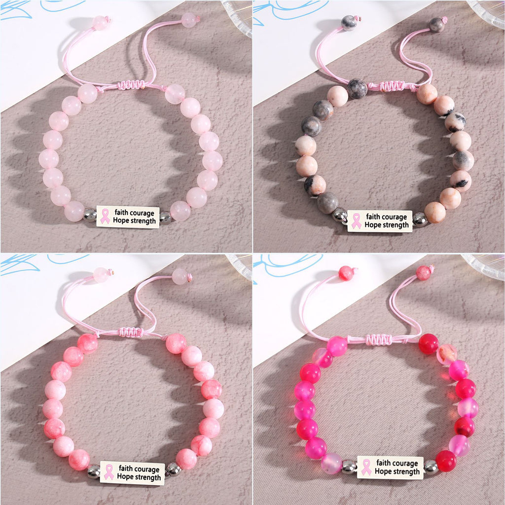 Damen Armband mit Botschaft und rosa Schleifenanhänger Shop Nory