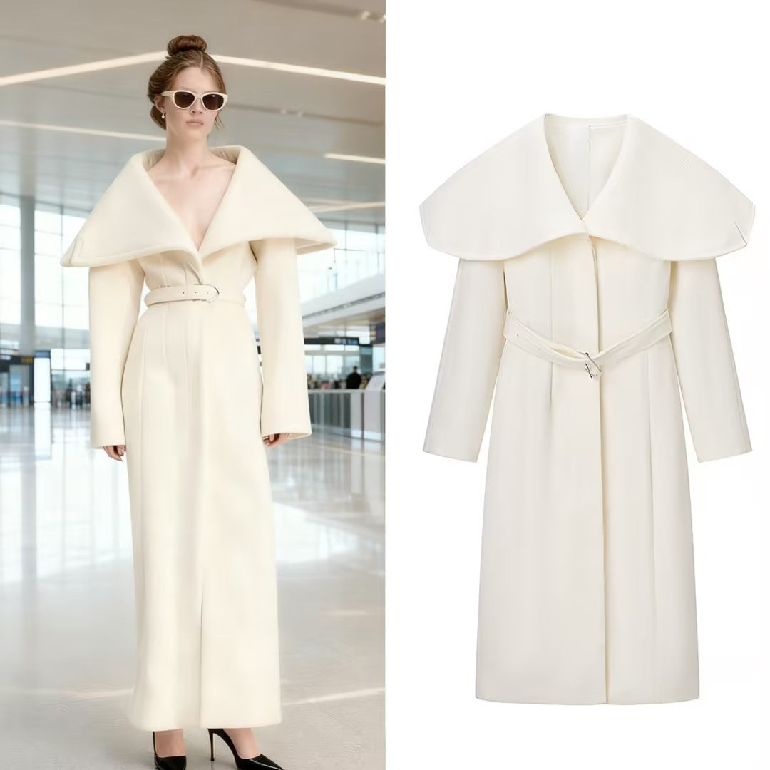 Damen Mantel mit übergroßem Cape-Kragen und tailliertem Gürtel Shop Nory