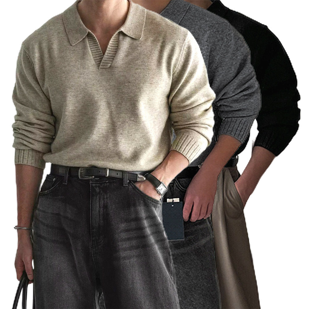 Herren Modischer Grobstrickpullover mit Stehkragen Shop Nory