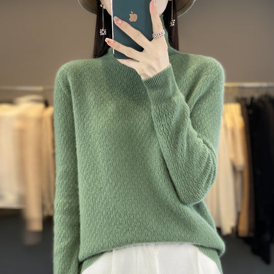 Damen Weicher Feinstrick‑Mockneckpullover mit flauschiger Mohair‑Optik, zarter Wabenstruktur und legerer Oversize‑Passform Shop Nory