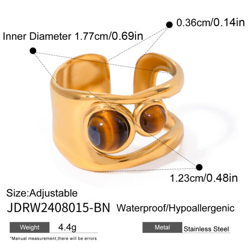 Damen Offenes Armband mit strukturiertem Design und hochwertigem Tigeraugen-Akzent Shop Nory