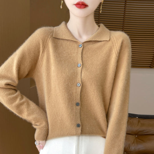 Damen Kuscheliger Reverskragen-Cardigan im Kaschmir-Look mit Mohair-Effekt Shop Nory