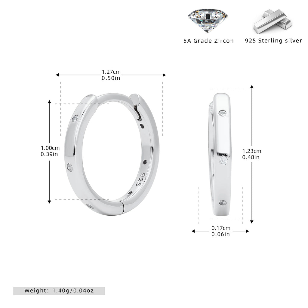 Damen Creolen mit funkelnden Zirkon-Akzenten aus 925 Sterling Silber Shop Nory