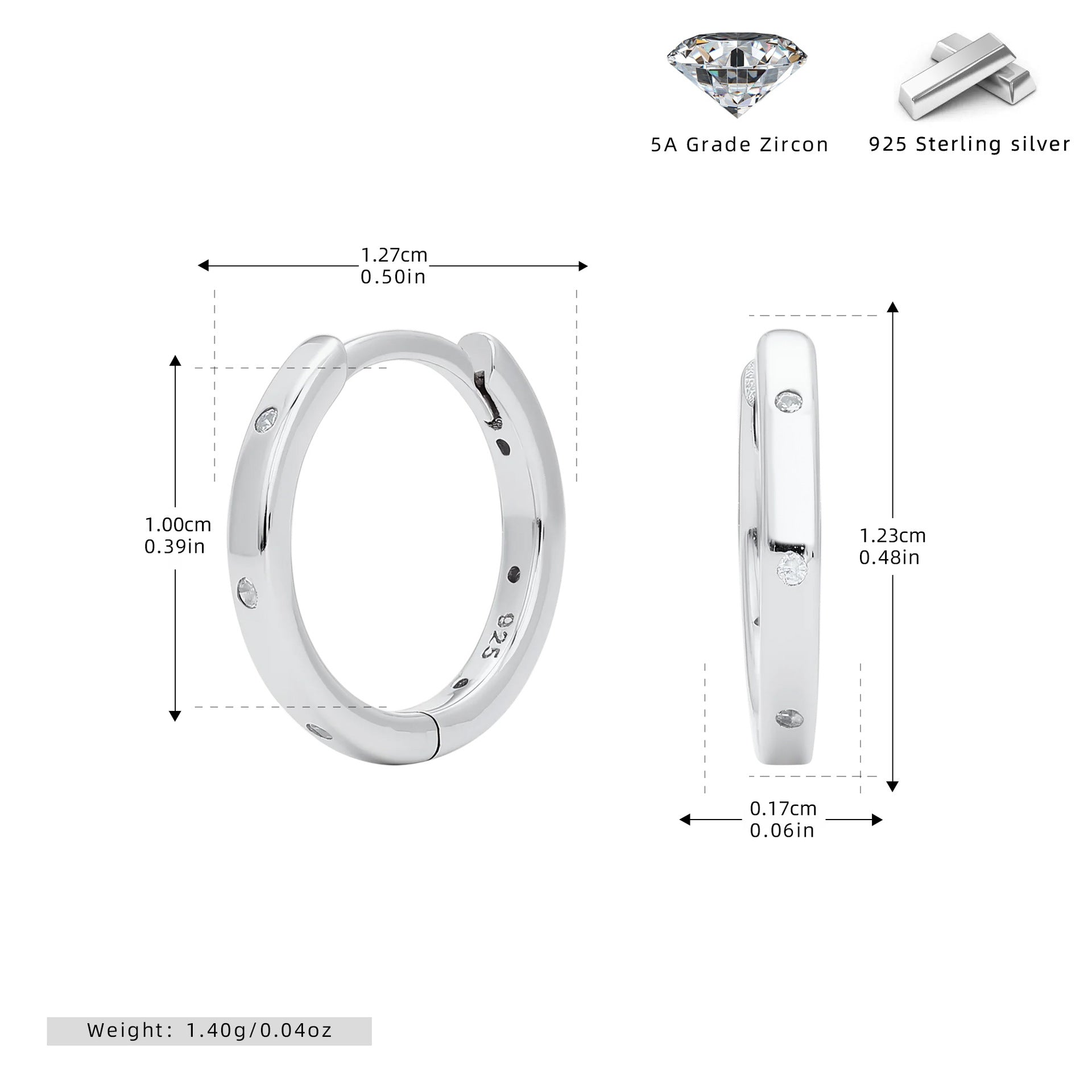 Damen Creolen mit funkelnden Zirkon-Akzenten aus 925 Sterling Silber Shop Nory