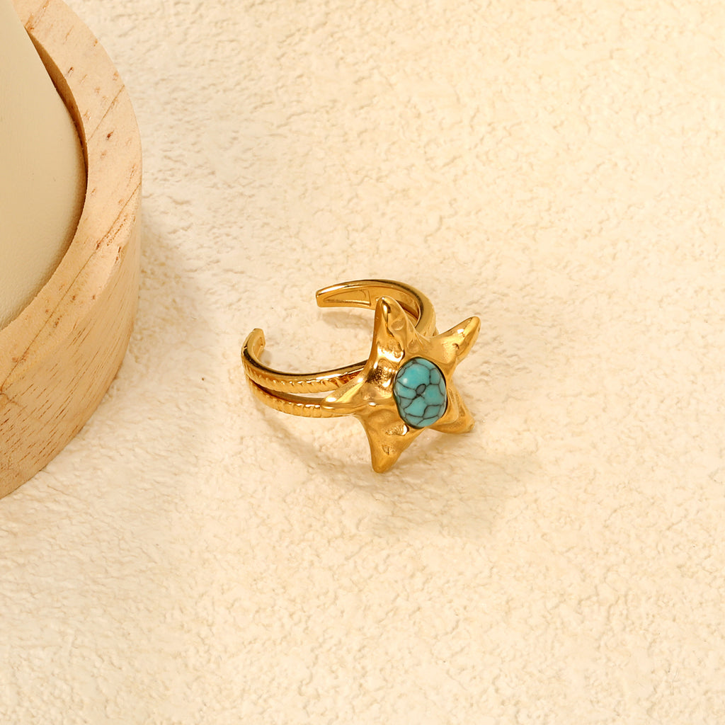Damen Offener Ring mit einzigartigem Sternenanhänger und adjustablem Design Shop Nory