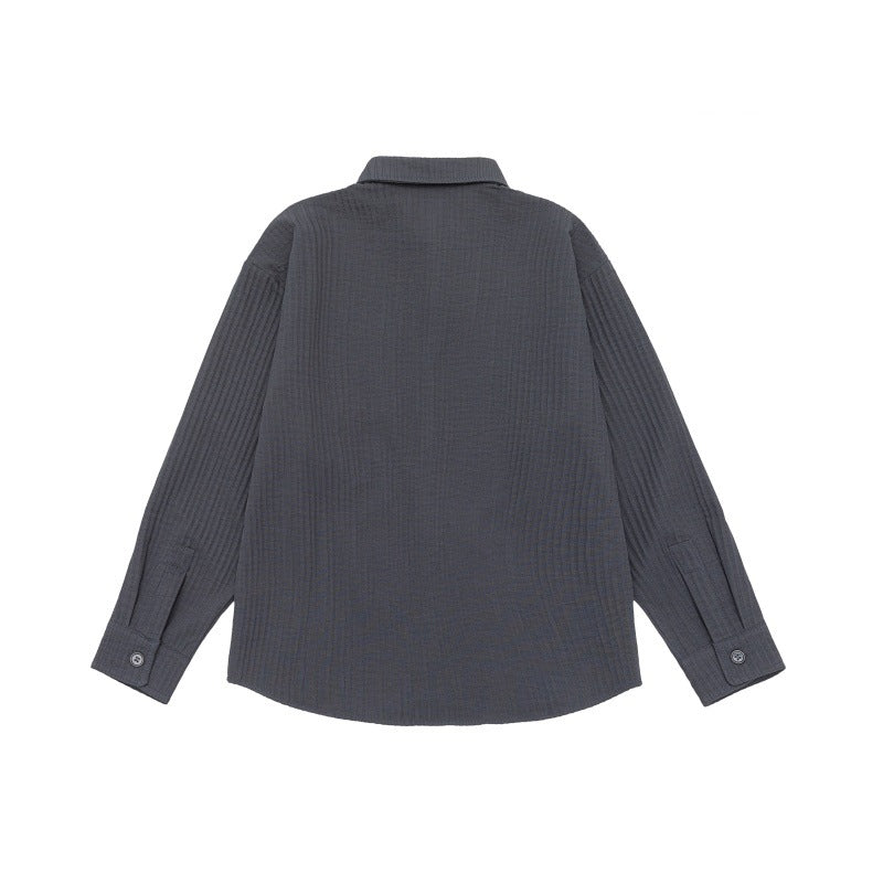 Unisex Texturierte Oversize-Hemdjacke mit Waffelstruktur und Brusttasche Shop Nory
