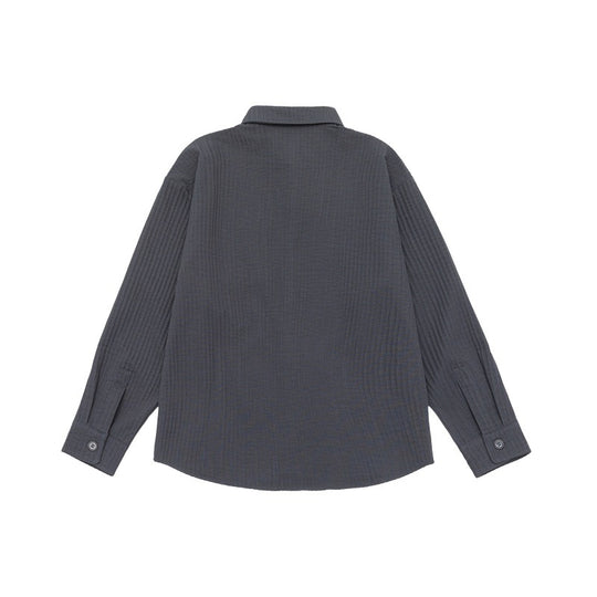 Unisex Texturierte Oversize-Hemdjacke mit Waffelstruktur und Brusttasche Shop Nory