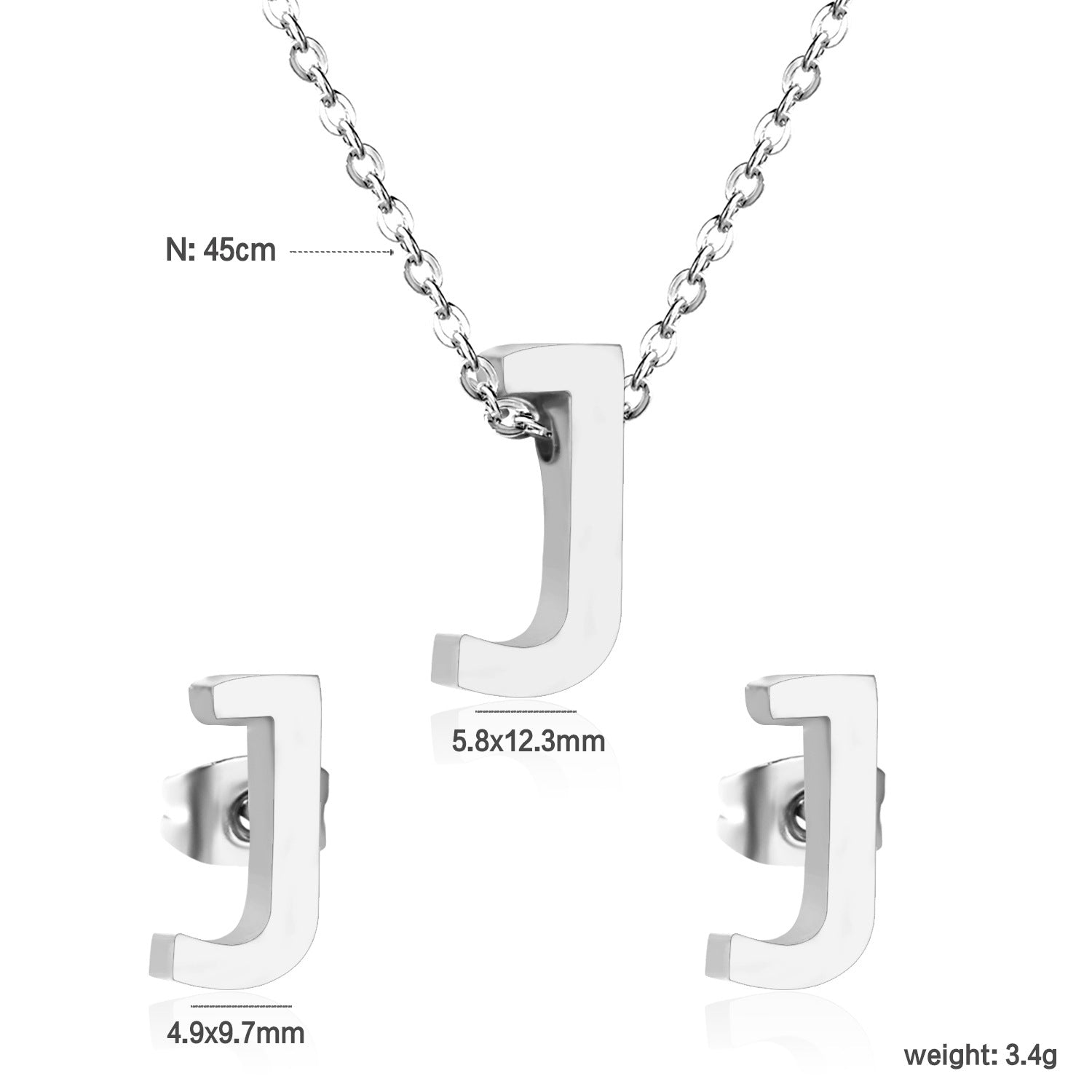 Damen Schmuckset mit K-Anhänger und passenden Ohrsteckern Shop Nory
