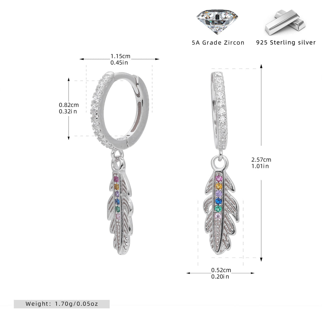 Damen Ohrhänger mit filigranem Federmotiv aus hochwertigem 925 Sterling Silber Shop Nory