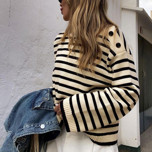 Damen Lässiger Pullover mit Streifen Shop Nory