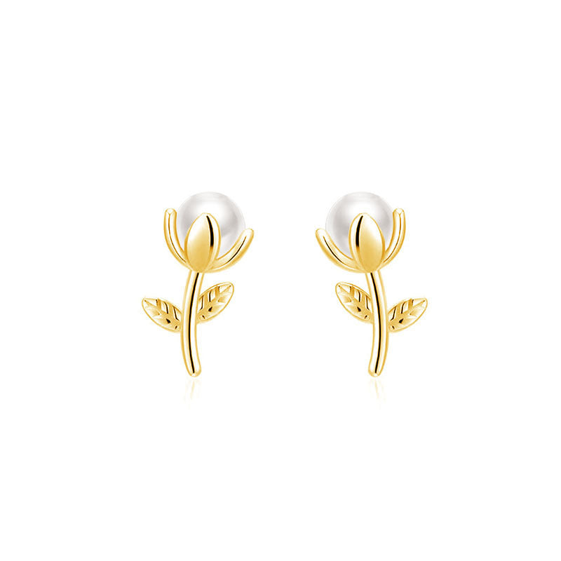 Damen Ohrringe mit Blumenmotiv und zarten Perlenakzenten Shop Nory