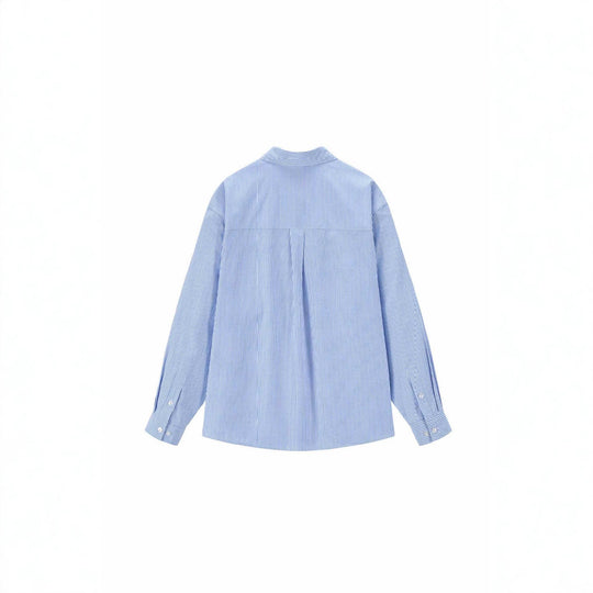 Damen Oversize-Hemdbluse mit feinem Nadelstreifen und gestickter Schleifen-Brusttasche Shop Nory
