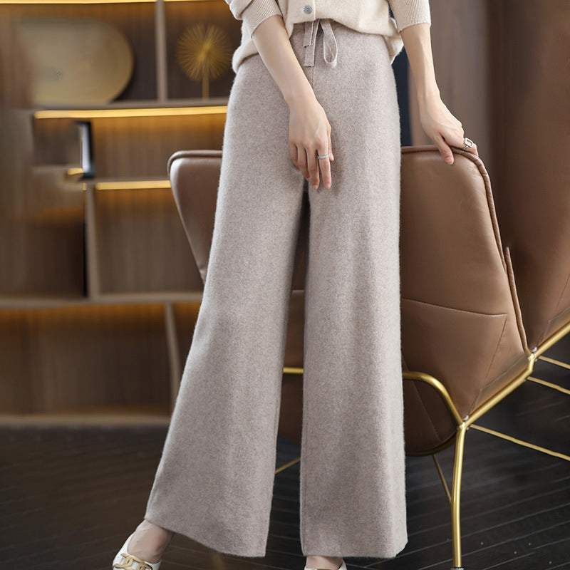 Damen High‑Waist Palazzo‑Strickhose mit Kordelzug und kaschmirähnlicher Weichheit Shop Nory