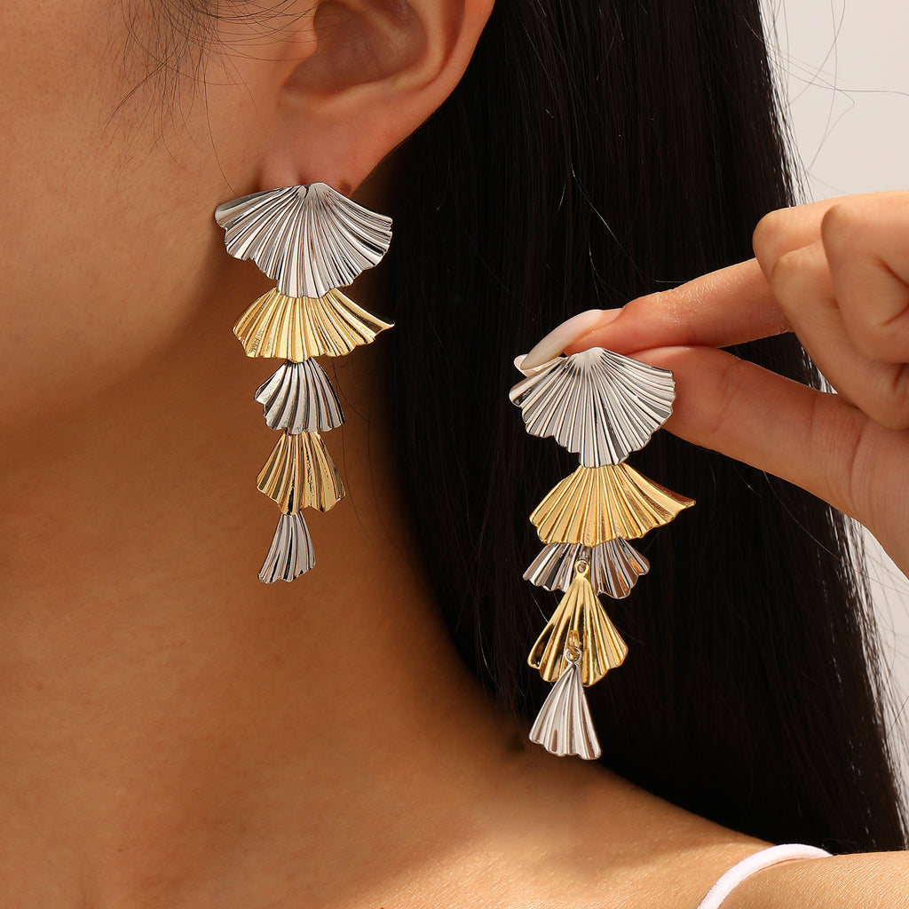 Damen Hängende Ohrringe im eleganten Ginkgo-Blatt-Design Shop Nory