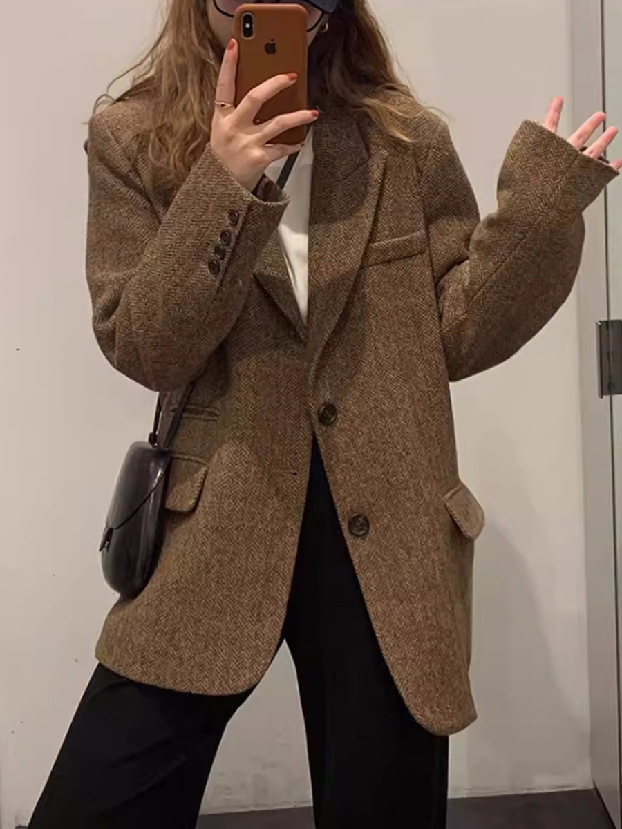 Damen Modischer Tweedblazer Shop Nory