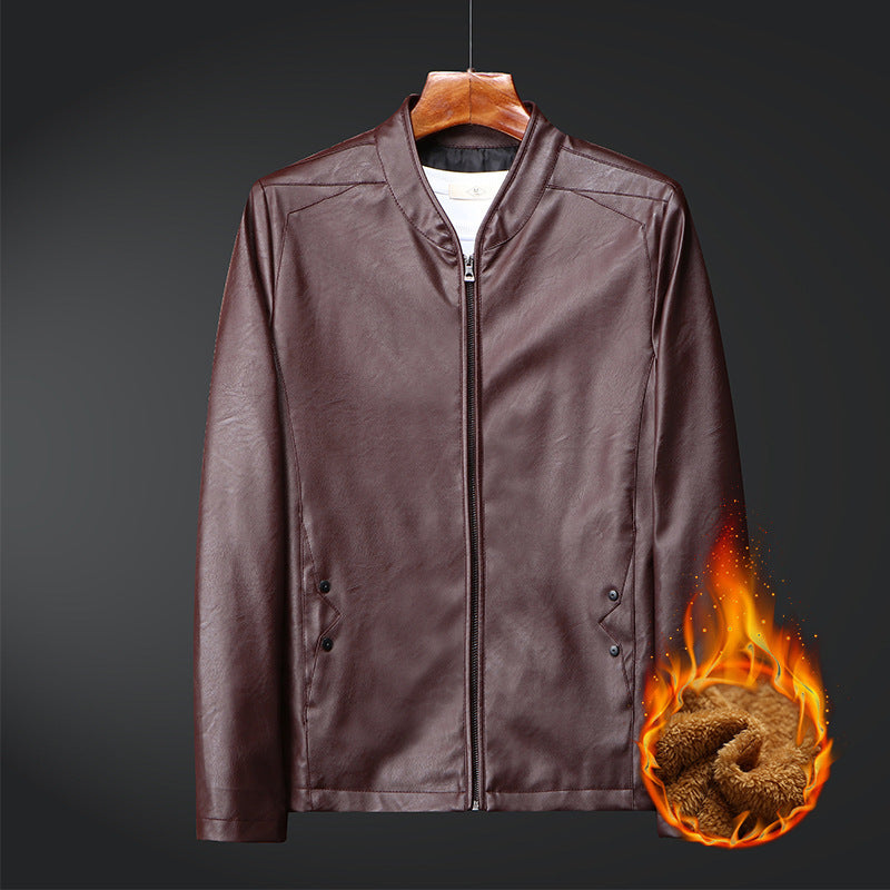 Herren Slim-Fit Kunstleder-Bomber mit wärmendem Teddyfutter und verdecktem Reißverschluss Shop Nory