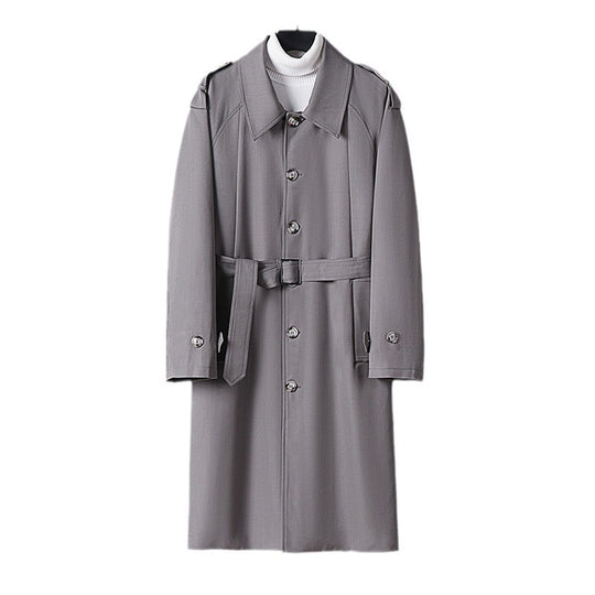 Herren Schlichter Twill-Trenchcoat mit verstellbarem Taillengürtel und Schulterpatten Shop Nory