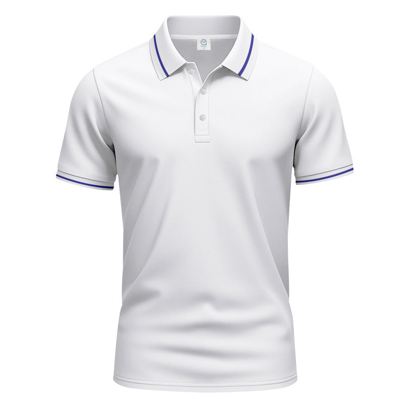 Herren nan atmungsaktives Interlock-Poloshirt mit Kontrast-Tipping, kurzer Knopfleiste und schmaler Silhouette