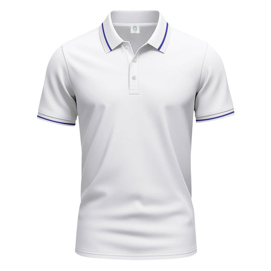 Herren nan atmungsaktives Interlock-Poloshirt mit Kontrast-Tipping, kurzer Knopfleiste und schmaler Silhouette