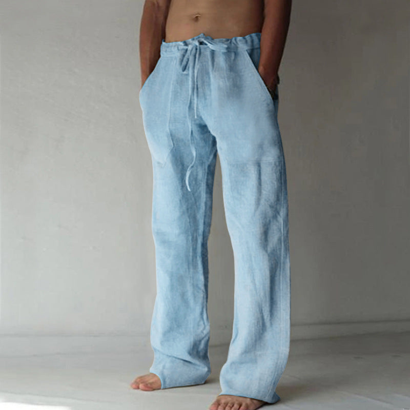 Herren nan lockere Leinenhose mit weitem Bein und Kordelzugbund Shop Nory