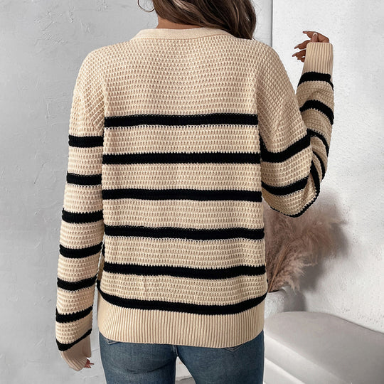 Damen Lässiger Strickpullover mit Knopfleiste Shop Nory