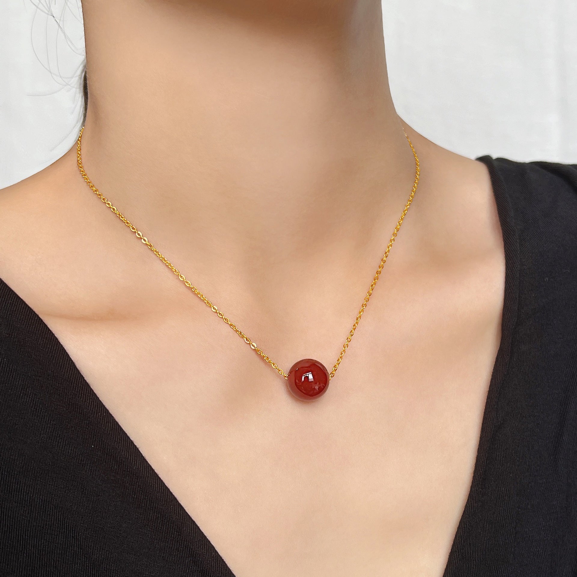 Damen elegante Halskette mit rotem Achat Shop Nory