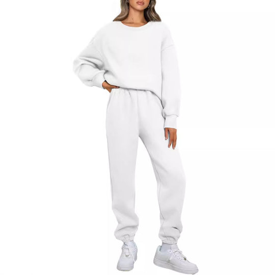 Damen nan zweiteiliges Comfort-Loungewear-Set mit oversized Rundhals, hochgeschnittener Jogginghose und elastischem Knöchelbund Shop Nory