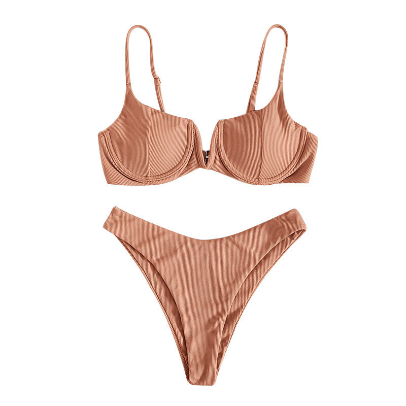 Damen-Bikini mit Bügel und strukturierter Rippoptik