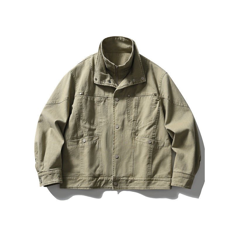 Herren Oversize-Canvasjacke mit Stehkragen, Druckknopf-Front und verdecktem Reißverschlussinneneinsatz Shop Nory