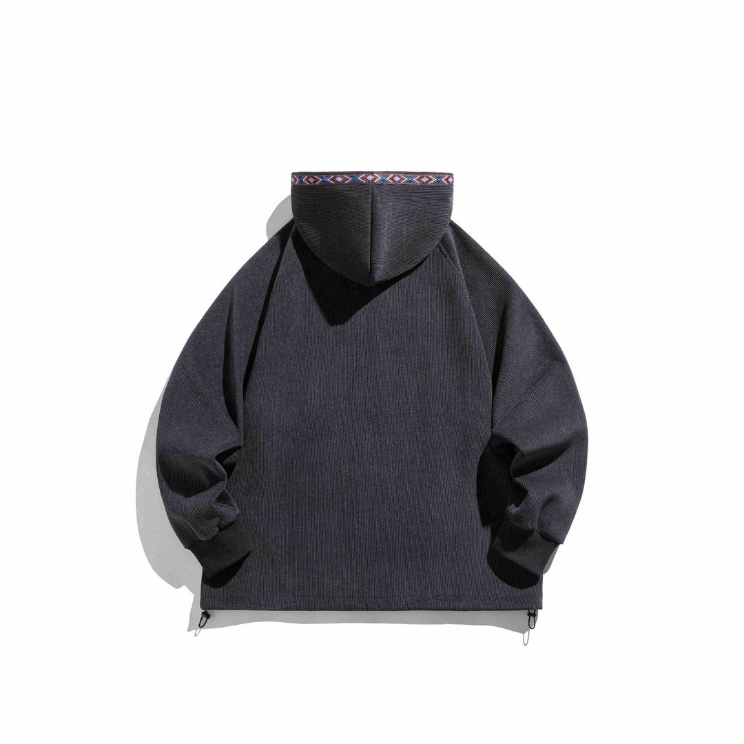 Unisex Oversize Kapuzen-Zipjacke aus geripptem French‑Terry mit Zierband Shop Nory