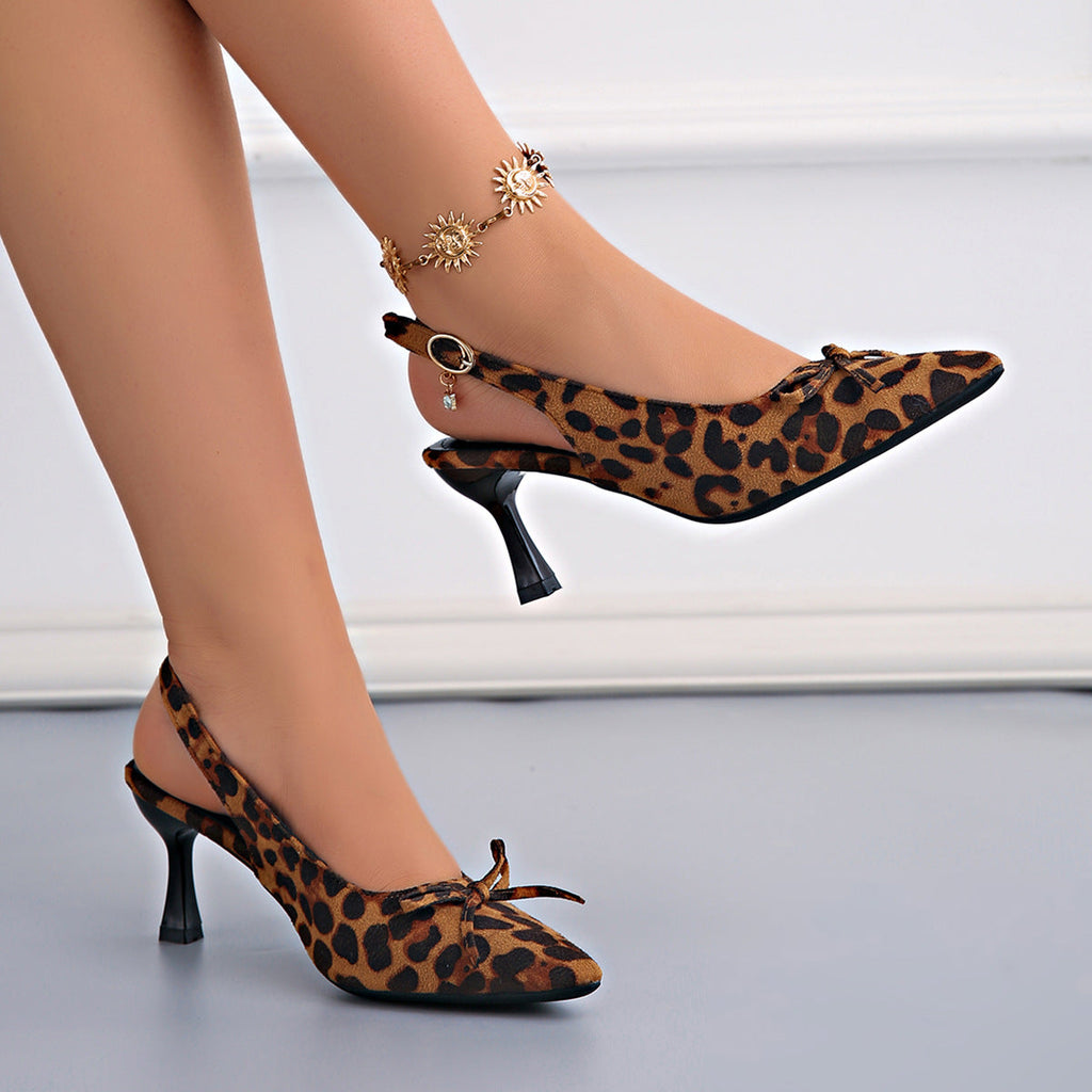 Damen Slingback Pumps mit versatilem Leopardenprint Shopnory