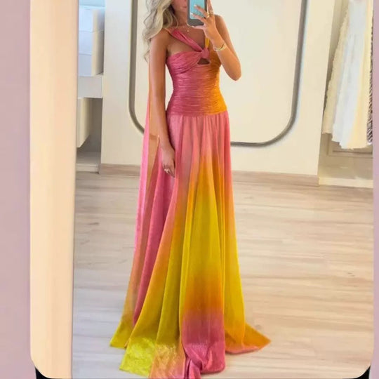 Damen Maxikleid mit fließendem Rock und eleganten Trägern